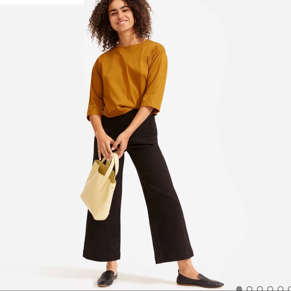 Black wide leg ankle crop pants